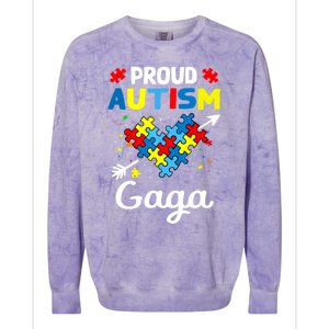 Proud Autism Gaga Love Support Accept Heart Gift Colorblast Crewneck Sweatshirt