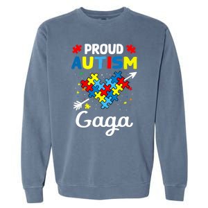 Proud Autism Gaga Love Support Accept Heart Gift Garment-Dyed Sweatshirt