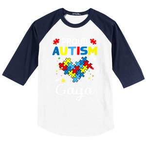 Proud Autism Gaga Love Support Accept Heart Gift Baseball Sleeve Shirt