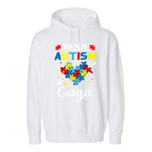 Proud Autism Gaga Love Support Accept Heart Gift Garment-Dyed Fleece Hoodie