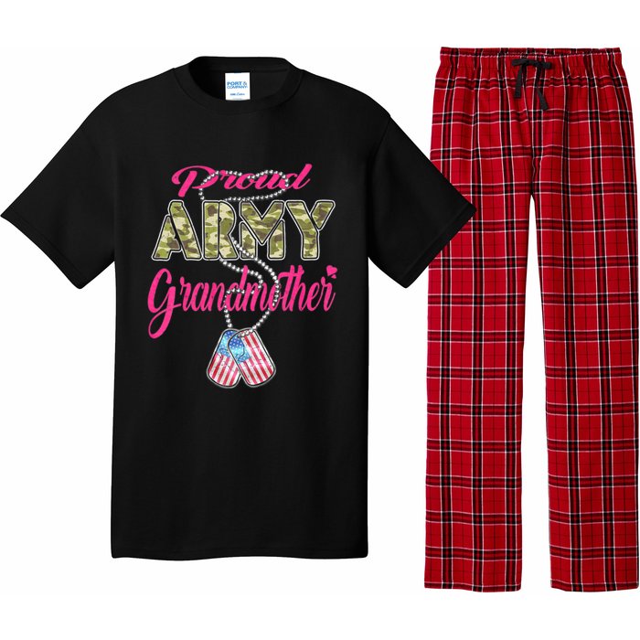 Proud Army Grandmother Camo Us Flag Dog Tag Military Grandma Pajama Set