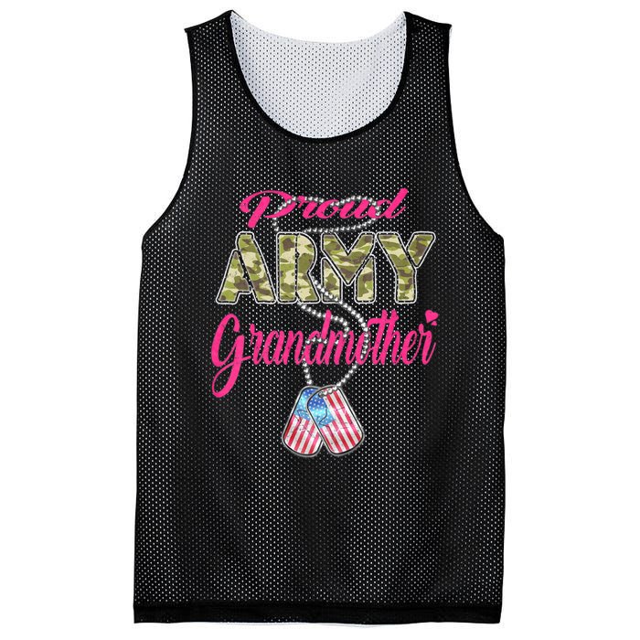 Proud Army Grandmother Camo Us Flag Dog Tag Military Grandma Mesh Reversible Basketball Jersey Tank