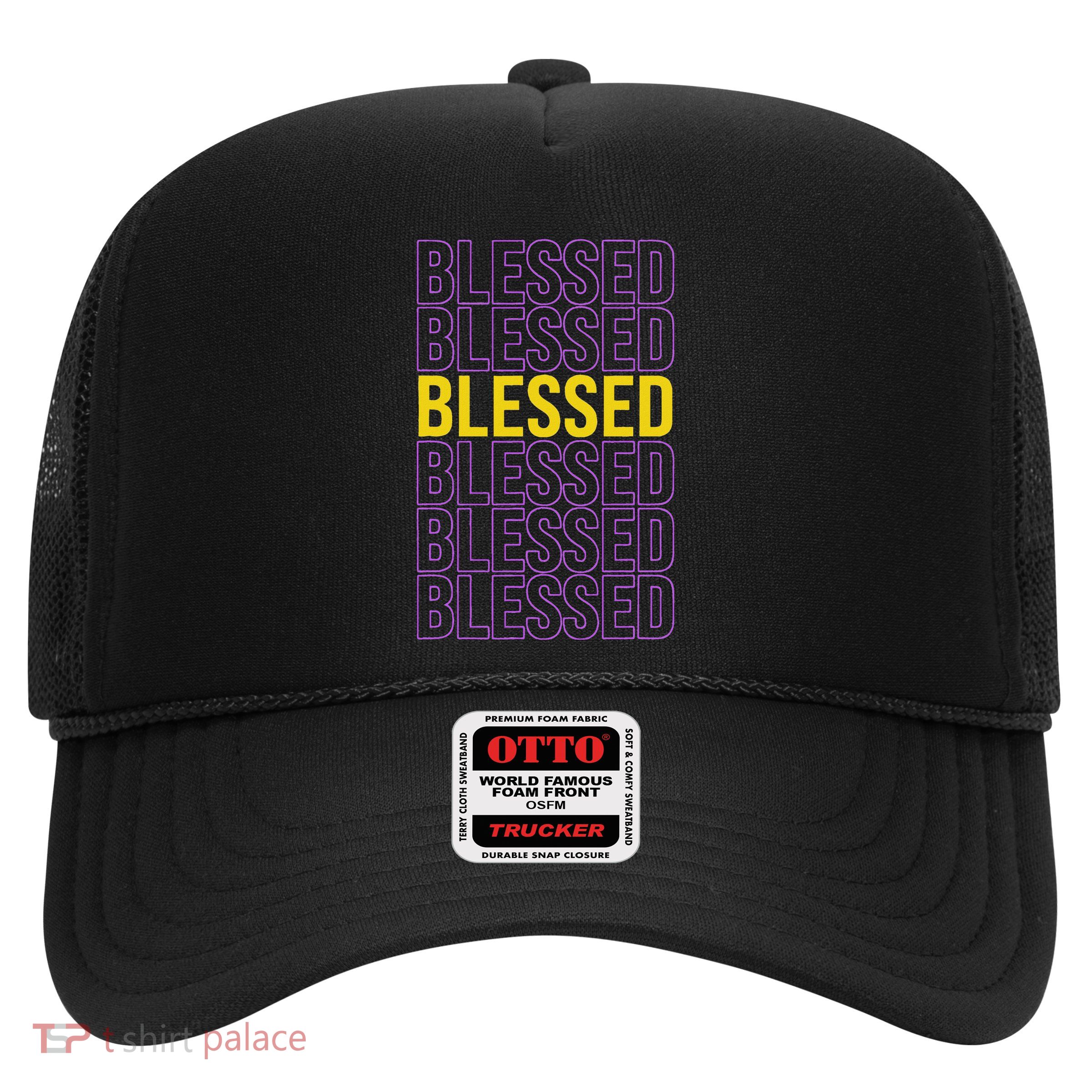 Purple And Golds Blessed Gold & Purple Color Graphic Trucker Hat