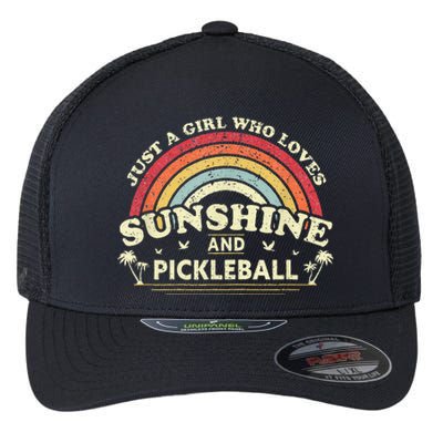 Pickleball A Girl Who Loves Sunshine And Pickleball Flexfit Unipanel Trucker Cap