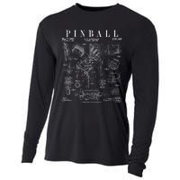 Pinball Arcade Gaming Machine Vintage Gamer Patent Print Cooling Performance Long Sleeve Crew