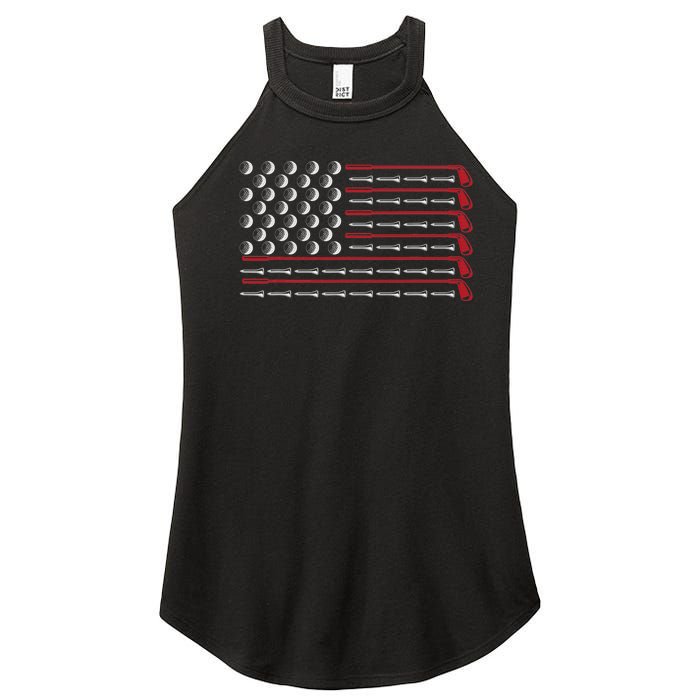 Patriotic American Golfer Gift USA Flag Golf Club Golf Women’s Perfect Tri Rocker Tank