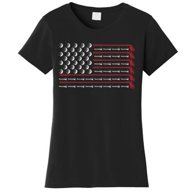 Patriotic American Golfer Gift USA Flag Golf Club Golf Women's T-Shirt