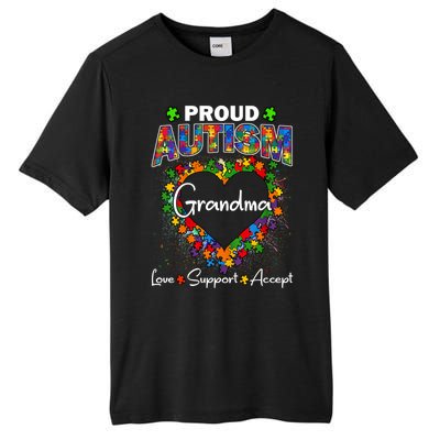 Proud Autism Grandma Love Support Accept Heart Cool Gift Tall Fusion ChromaSoft Performance T-Shirt