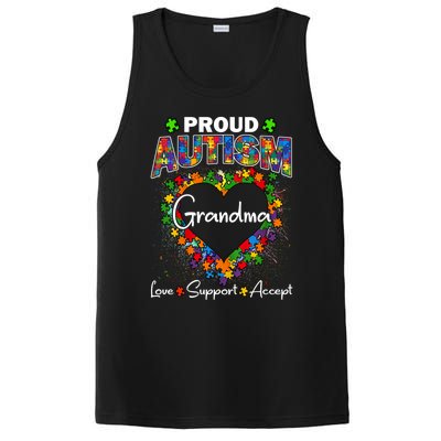 Proud Autism Grandma Love Support Accept Heart Cool Gift PosiCharge Competitor Tank