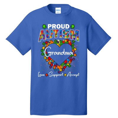 Proud Autism Grandma Love Support Accept Heart Cool Gift Tall T-Shirt