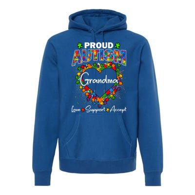 Proud Autism Grandma Love Support Accept Heart Cool Gift Premium Hoodie