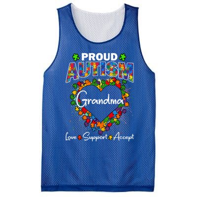 Proud Autism Grandma Love Support Accept Heart Cool Gift Mesh Reversible Basketball Jersey Tank