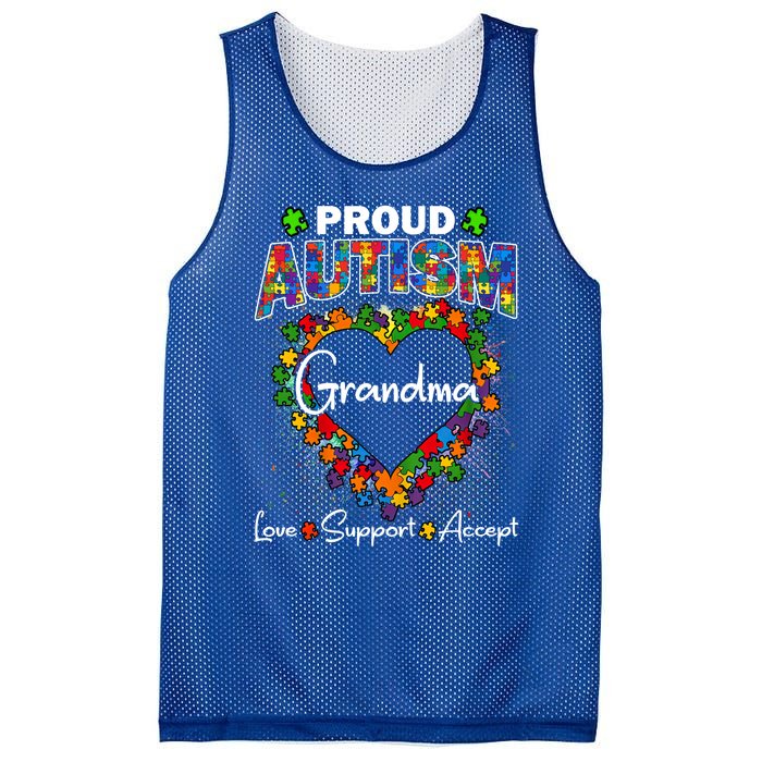 Proud Autism Grandma Love Support Accept Heart Cool Gift Mesh Reversible Basketball Jersey Tank