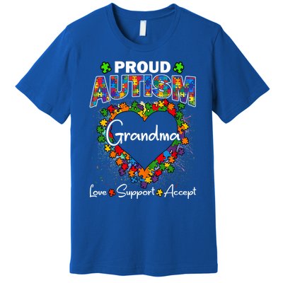 Proud Autism Grandma Love Support Accept Heart Cool Gift Premium T-Shirt