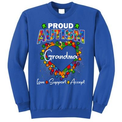 Proud Autism Grandma Love Support Accept Heart Cool Gift Tall Sweatshirt