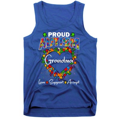 Proud Autism Grandma Love Support Accept Heart Cool Gift Tank Top