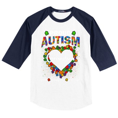 Proud Autism Grandma Love Support Accept Heart Cool Gift Baseball Sleeve Shirt