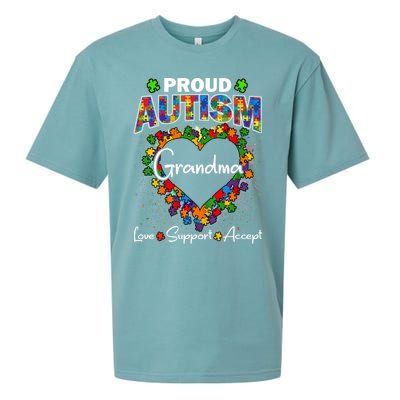 Proud Autism Grandma Love Support Accept Heart Cool Gift Sueded Cloud Jersey T-Shirt