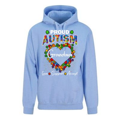 Proud Autism Grandma Love Support Accept Heart Cool Gift Unisex Surf Hoodie