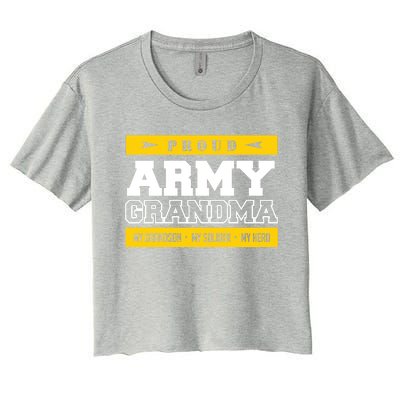 Proud Army Grandma Gift My Grandson My Hero Women's Crop Top Tee