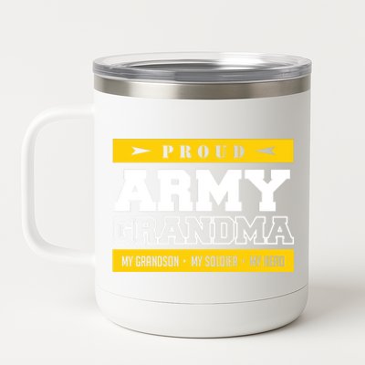 Proud Army Grandma Gift My Grandson My Hero 12 oz Stainless Steel Tumbler Cup