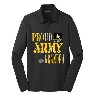 Proud Army Grandpa Gift Military Pride Great Gift Silk Touch Performance Long Sleeve Polo