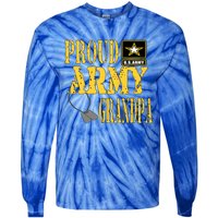 Proud Army Grandpa Gift Military Pride Great Gift Tie-Dye Long Sleeve Shirt