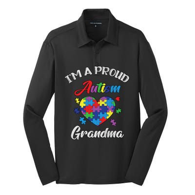 Proud Autism Grandma Mamma Autistic Autism Awareness Gift Silk Touch Performance Long Sleeve Polo