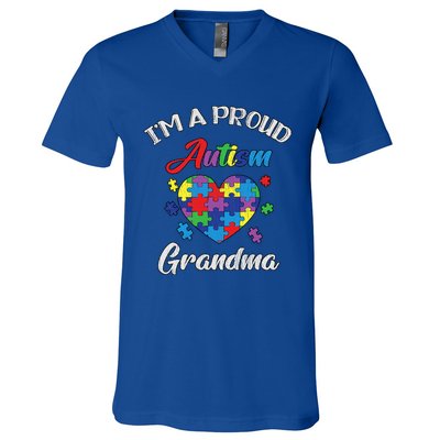 Proud Autism Grandma Mamma Autistic Autism Awareness Gift V-Neck T-Shirt