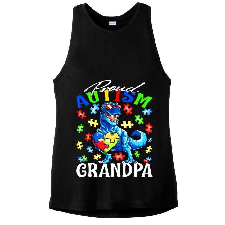 Proud Autism Grandpa Dinosaur Autism Awareness Gift Ladies PosiCharge Tri-Blend Wicking Tank