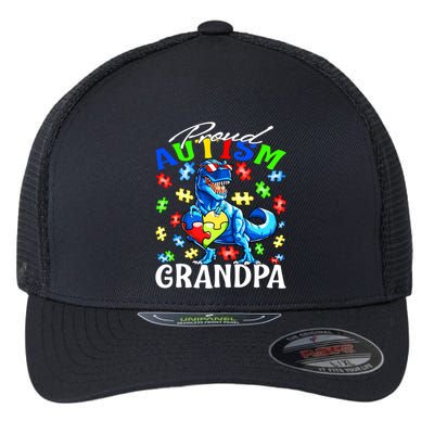 Proud Autism Grandpa Dinosaur Autism Awareness Gift Flexfit Unipanel Trucker Cap