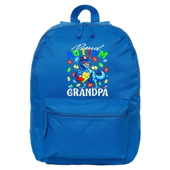 Proud Autism Grandpa Dinosaur Autism Awareness Gift 16 in Basic Backpack