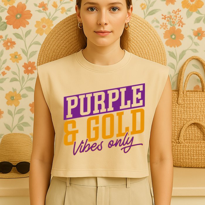 Purple And Gold Vibes Garment-Dyed Women's Muscle Tee