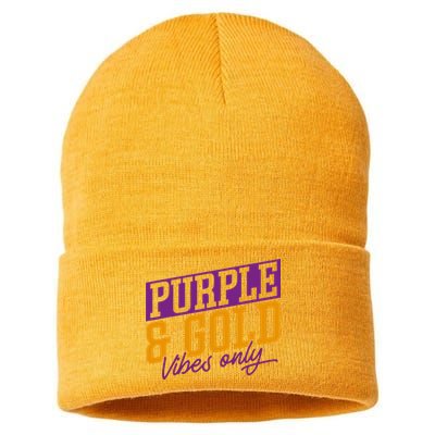 Purple And Gold Vibes Sustainable Knit Beanie