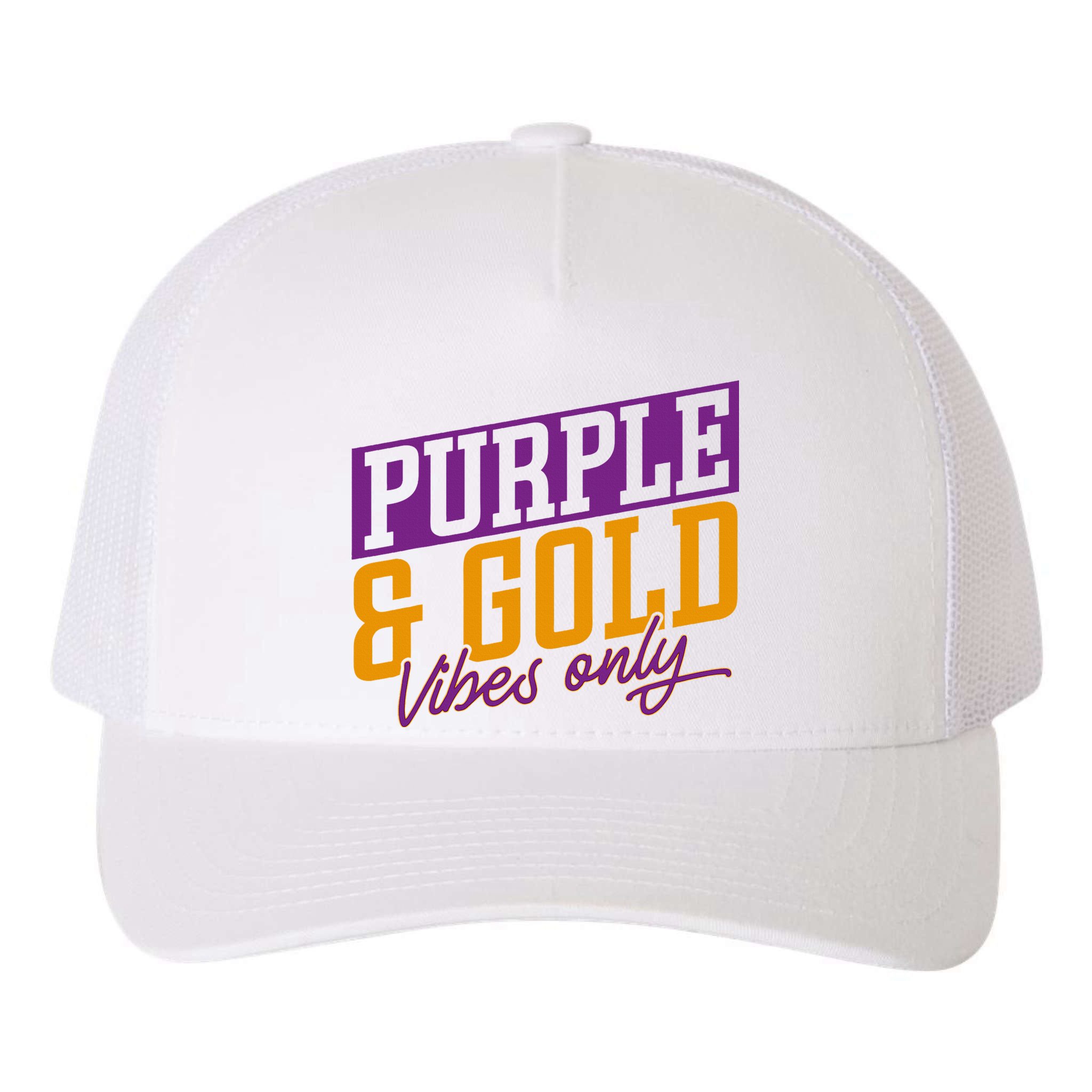 Purple And Gold Vibes Yupoong Adult 5-Panel Trucker Hat