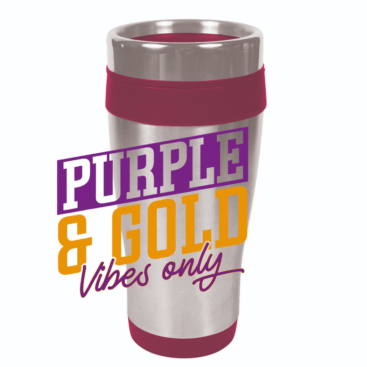 Purple And Gold Vibes 12oz Stainless Steel Coffee Mug