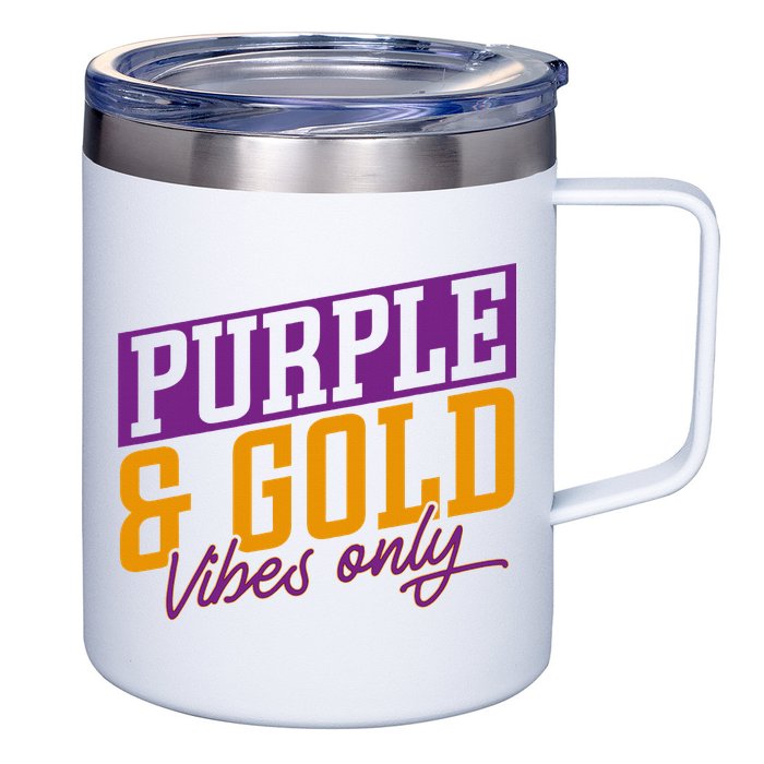 Purple And Gold Vibes 12oz Stainless Steel Coffee Mug