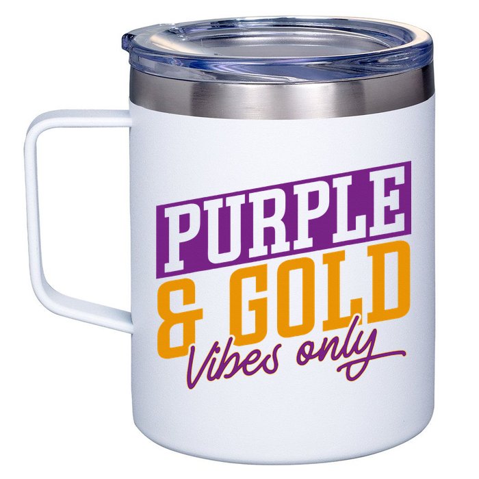 Purple And Gold Vibes 12oz Stainless Steel Coffee Mug