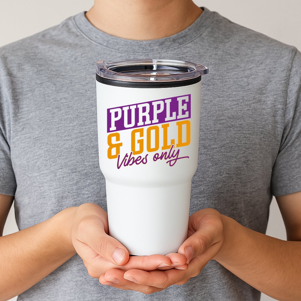 Purple And Gold Vibes Tumbler