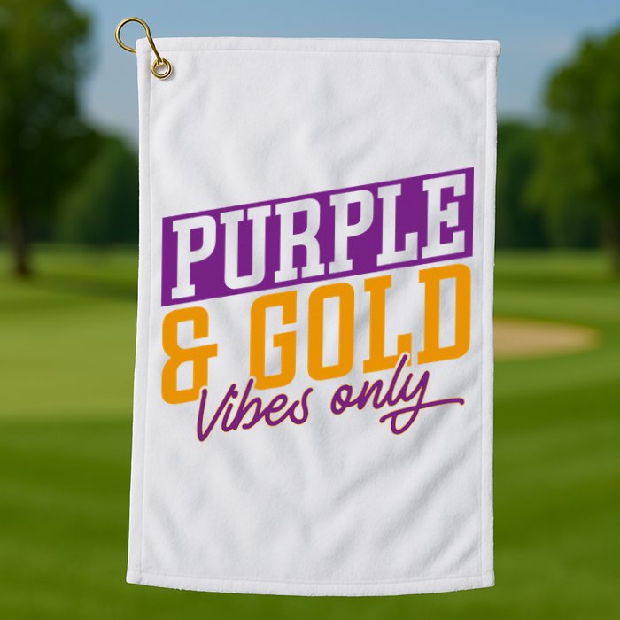 Purple And Gold Vibes Golf Towel
