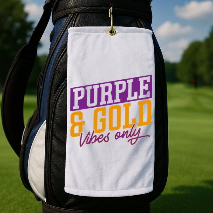 Purple And Gold Vibes Golf Towel