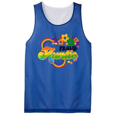 Proud Auntie Groovy Lgbt Pride Month Flower Gay Lesbian Funny Gift Mesh Reversible Basketball Jersey Tank