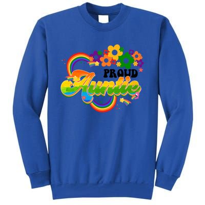 Proud Auntie Groovy Lgbt Pride Month Flower Gay Lesbian Funny Gift Tall Sweatshirt