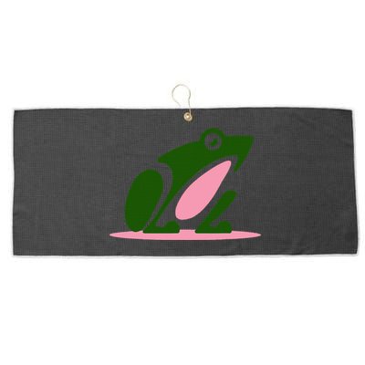 Pink And Green Aka Frog Large Microfiber Waffle Golf Towel