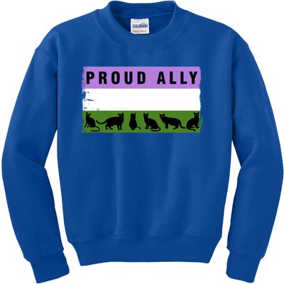 Proud Ally Genderqueer Cats Pride Cool Gift Kids Sweatshirt