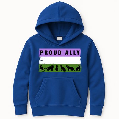 Proud Ally Genderqueer Cats Pride Cool Gift Kids Hoodie