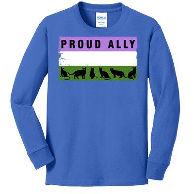 Proud Ally Genderqueer Cats Pride Cool Gift Kids Long Sleeve Shirt