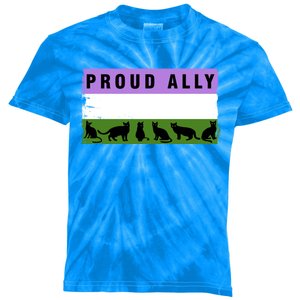 Proud Ally Genderqueer Cats Pride Cool Gift Kids Tie-Dye T-Shirt