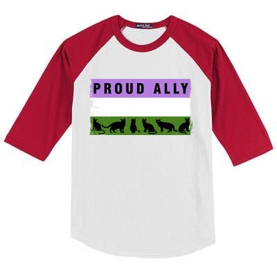 Proud Ally Genderqueer Cats Pride Cool Gift Kids Colorblock Raglan Jersey