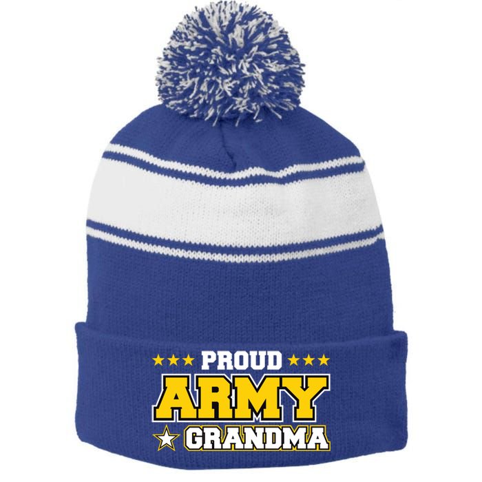 Proud Army Grandma Gift Us Military Grandma Family Stripe Pom Pom Beanie